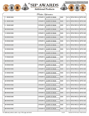 Alcohol Product Information Form