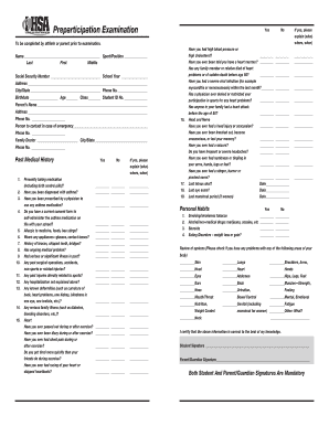 Preparticipation Physical Examination Form