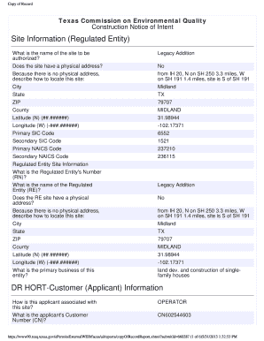 Notice of Intent (NOI) for Storm Water PermitNO-I TXR15 - swppp ...