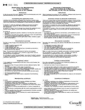 Canadian Cadets Membership Application