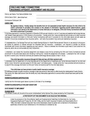 Child and Family Connections Insurance Affidavit