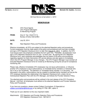 Illinois Early Intervention Nepotism Disclosure Form
