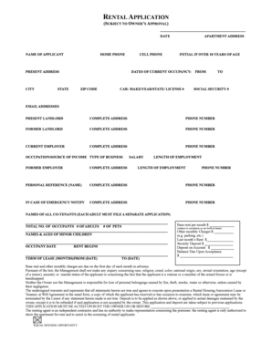 Rental Application Form