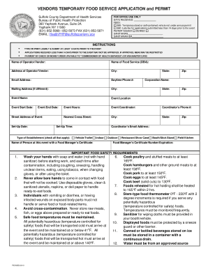 Suffolk County Temporary Food Service Application and Permit