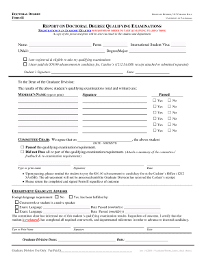 University of California Doctoral Degree Qualifying Examination Report