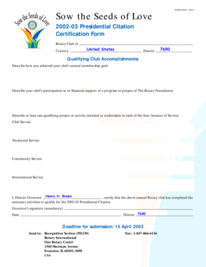 2002-03 Rotary Presidential Citation Certification Form