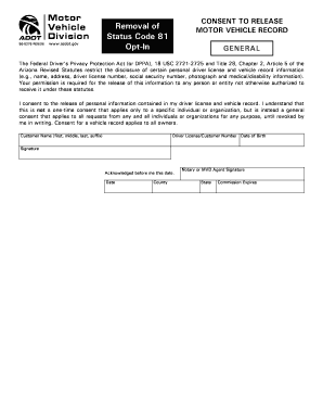 Arizona Motor Vehicle Record Release Consent