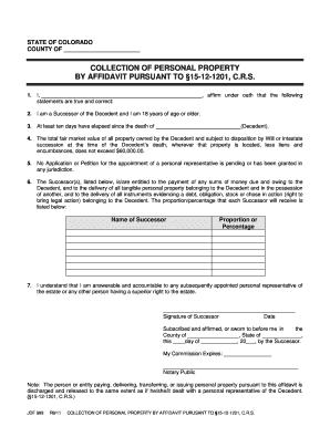 Colorado Personal Property Affidavit