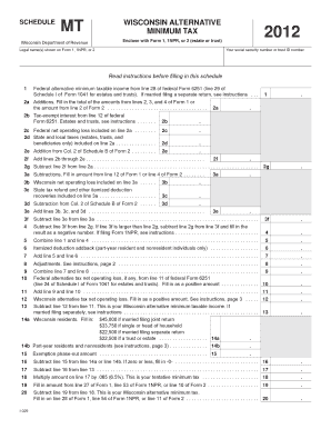 Wisconsin Alternative Minimum Tax Schedule
