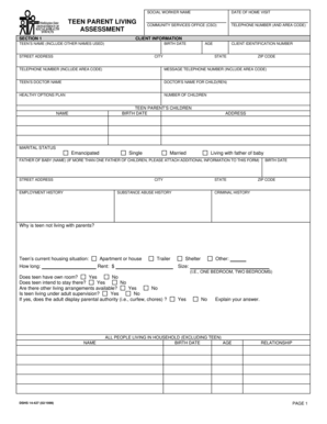 Teen Parent Living Assessment Form