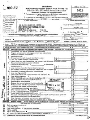 Form 990-EZ Tax Return
