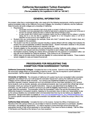 California Nonresident Tuition Exemption Form
