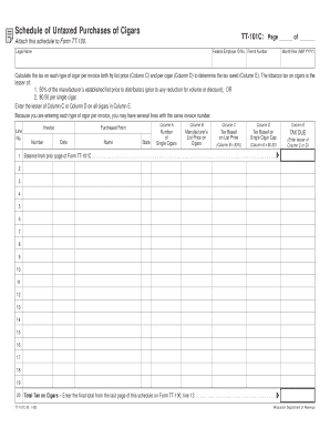 Wisconsin Cigar Tax Schedule