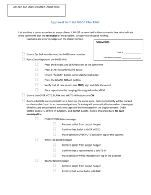 M650 Checklist Approval Form