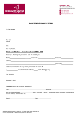Bank Status Enquiry Form