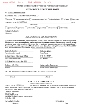 Appearance of Counsel Form