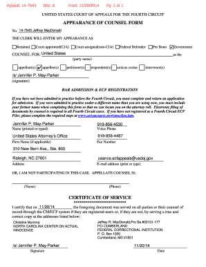 Appearance of Counsel Form