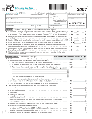 Wisconsin Farmland Preservation Credit Claim Form