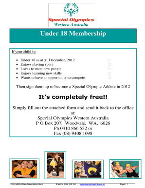 Special Olympics Athlete Registration Form