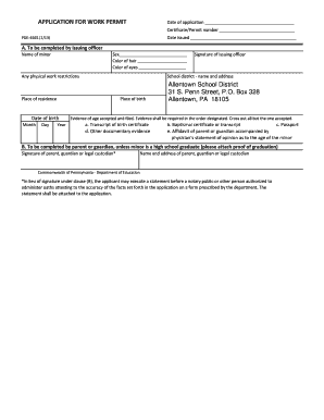 Pennsylvania Work Permit Application