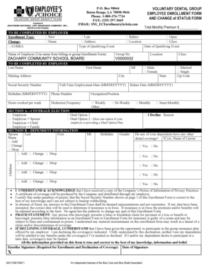 Employee Dental Enrollment Form