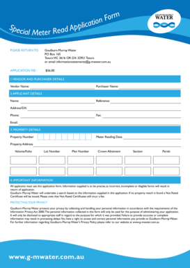 Special Meter Read Application Form