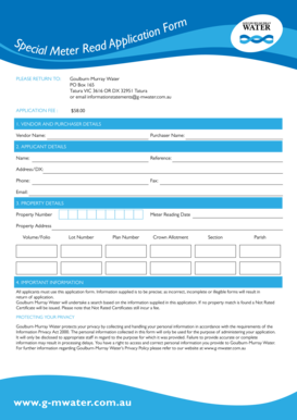 Special Meter Read Application Form