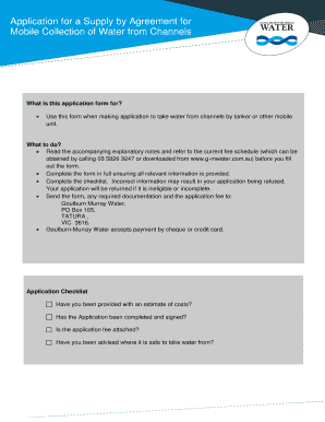Application for Mobile Water Collection from Channels