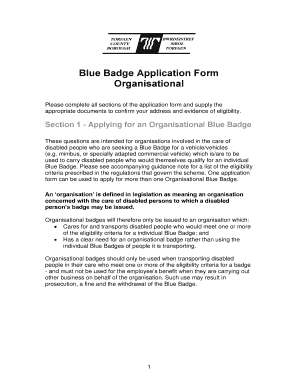 Organisational Blue Badge Application Form