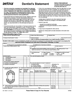 Dentist's Statement Form