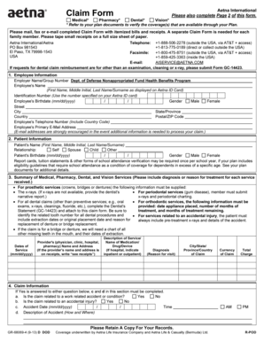 Aetna International Medical Claim Form