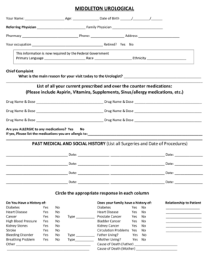Urology Patient Intake Form