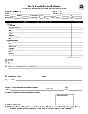 Pre-Participation Physical Evaluation Form