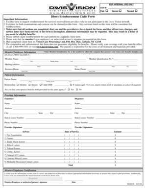 Davis Vision Direct Reimbursement Claim Form
