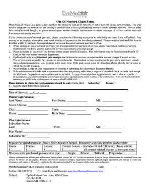EyeMed Out-of-Network Claim Form