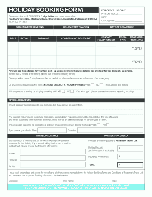 Holiday Booking Form