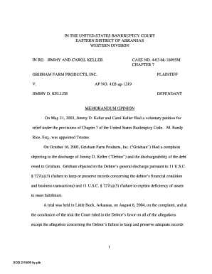 Chapter 7 vs 11 - Keller - The court denied Debtor's discharge for failure to keep records sufficient to determine financial condition. - arb uscourts