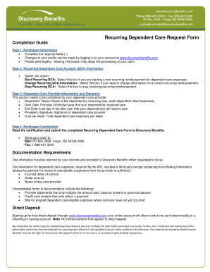 Recurring Dependent Care Request Form