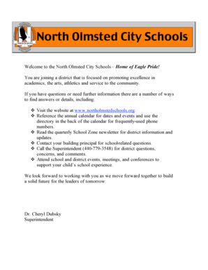 North Olmsted City Schools Registration Form