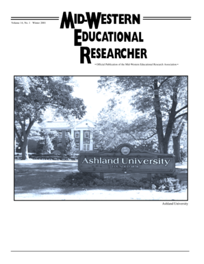 1 Winter 2001 Official Publication of the Mid-Western Educational Research Association Ashland University On the Cover A private, comprehensive institution, Ashland University takes great pride in its philosophy of Accent on the Individual -
