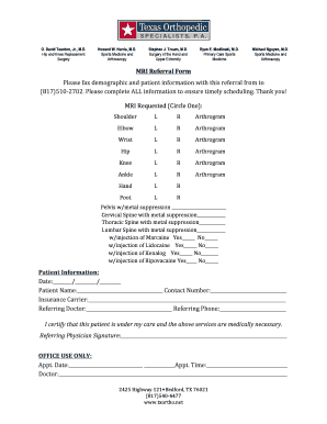 MRI Referral Form