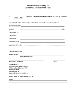 Credit Card Authorization Form
