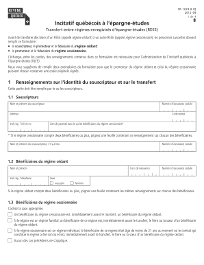 Incitatif québécois à l’épargne-études Transfert entre régimes enregistrés d’épargne-études (REEE)