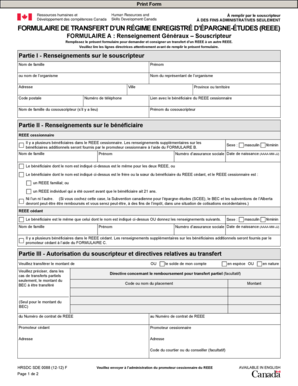 FORMULAIRE DE TRANSFERT D’UN RÉGIME ENREGISTRÉ D’ÉPARGNE-ÉTUDES (REEE)