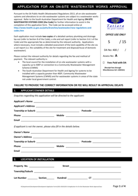 On-Site Wastewater Works Approval Application