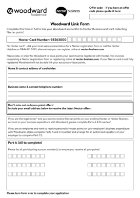 Woodward Nectar Business Link Form