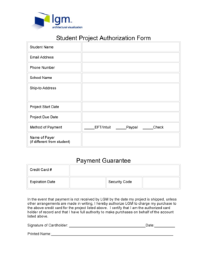 Bill of materials construction sample - project authorization form