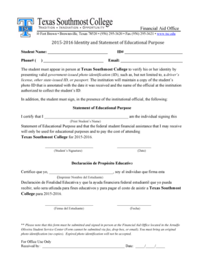 Identity and Statement of Educational Purpose Form