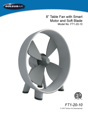 Soleus Air Table Fan Owner's Manual