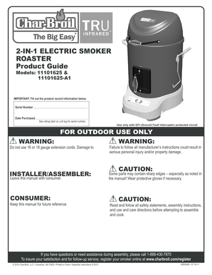 Char-Broil 2-in-1 Electric Smoker Product Guide